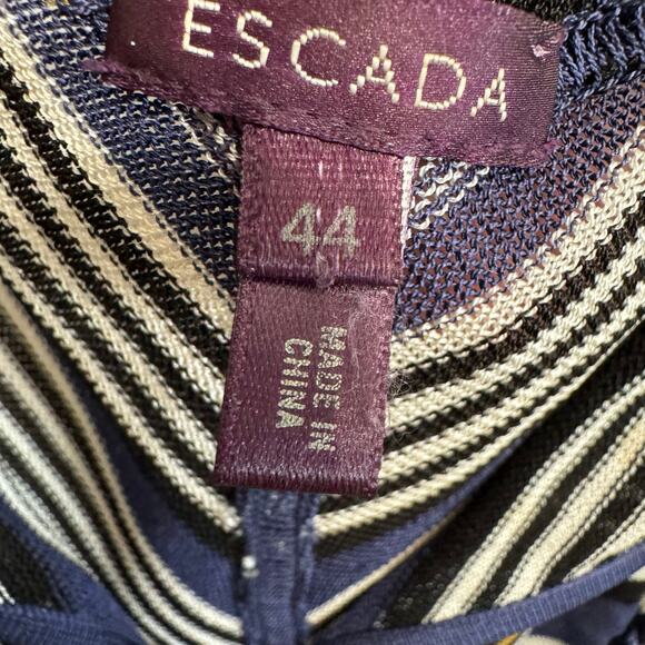 Escada Silk Knit Chevron Striped Top Tie Front Sleveeless Minimalist Womens 44 L - Picture 10 of 11